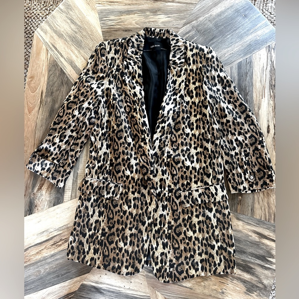 Zara Leopard Print Blazer XS
